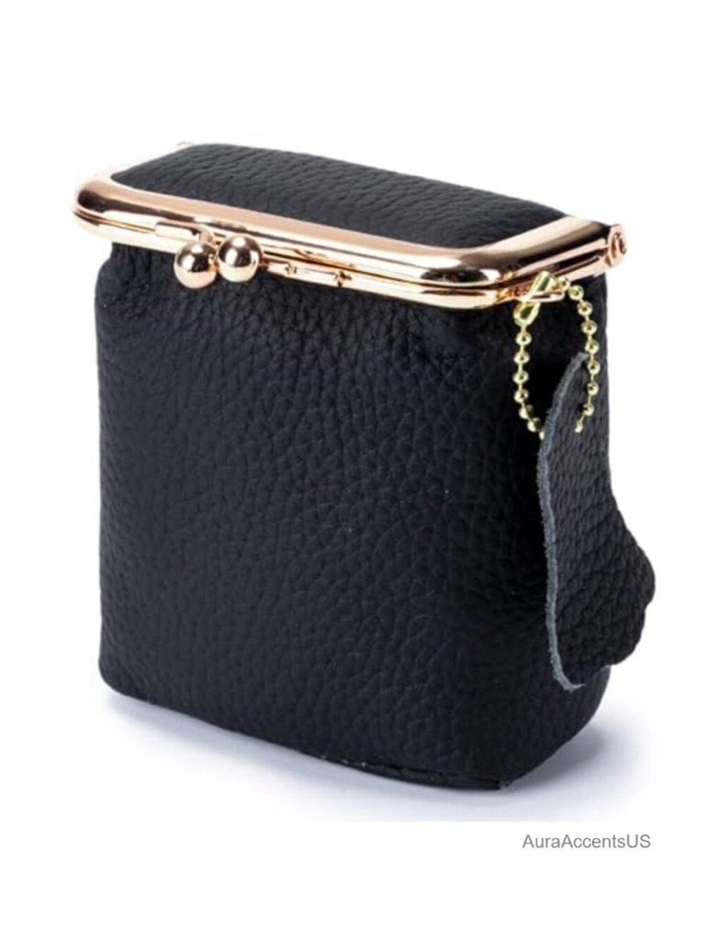Genuine Leather Vintage Kiss-Lock Coin Purse Travel Jewelry Organizer